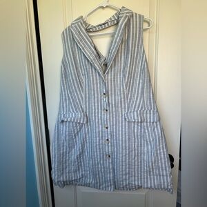 Anthropologie Blue and White Striped Backless Dress